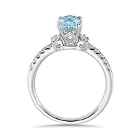 New Brilliance Lab Grown 1.23CTW Blue & White Diamond Ring in 14K White Gold