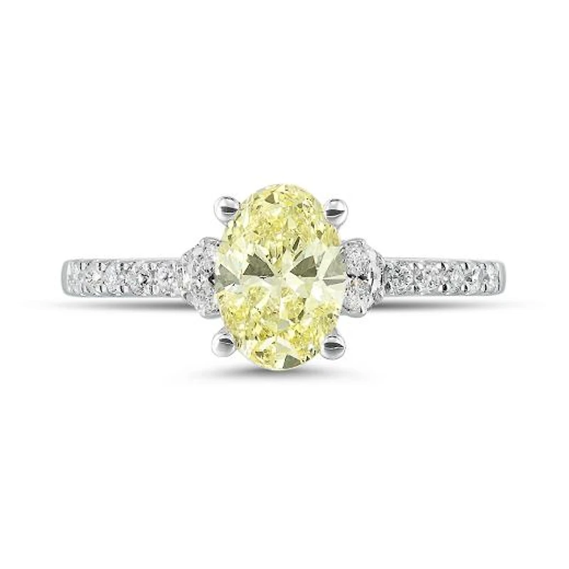 New Brilliance Lab Grown 1.23CTW Yellow & White Diamond Ring in 14K White Gold