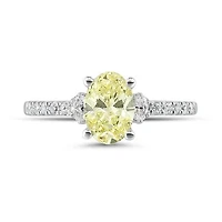 New Brilliance Lab Grown 1.23CTW Yellow & White Diamond Ring in 14K White Gold
