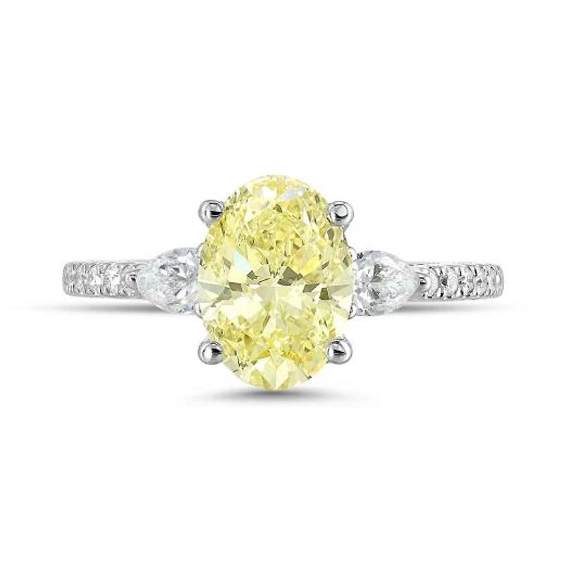 New Brilliance Lab Grown 2.50CTW Yellow & White Diamond Ring in 14K White Gold