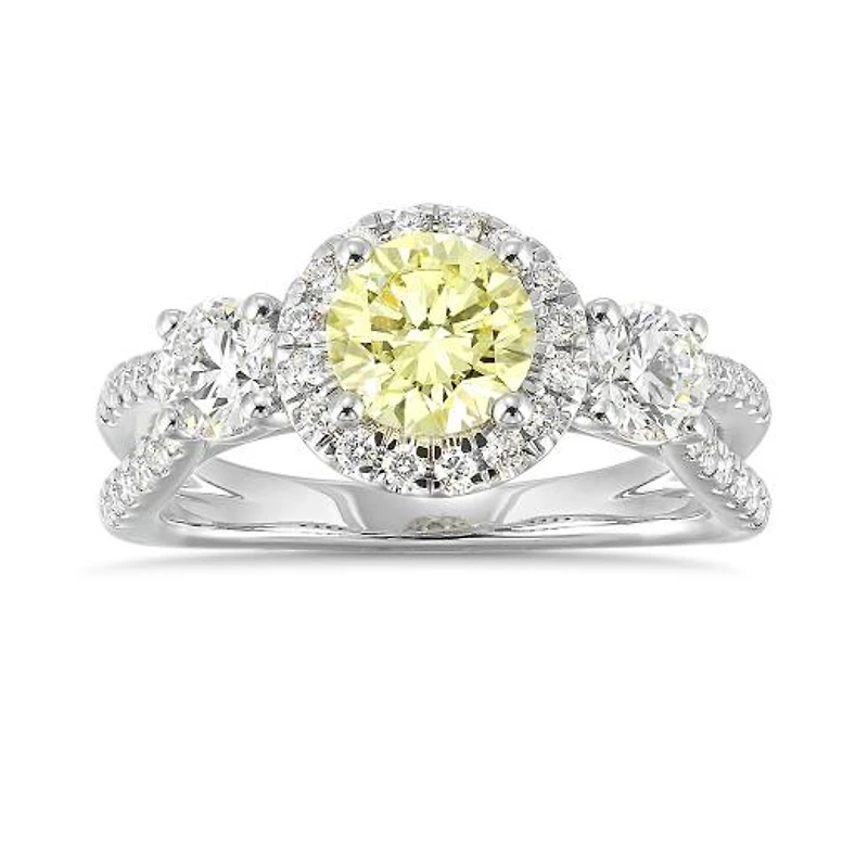 New Brilliance Lab Grown 2.00CTW Yellow & White Diamond Ring in 14K White Gold