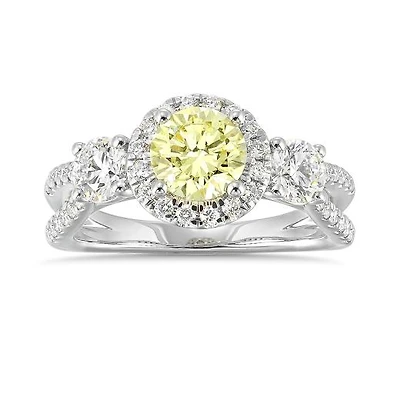 New Brilliance Lab Grown 2.00CTW Yellow & White Diamond Ring in 14K White Gold