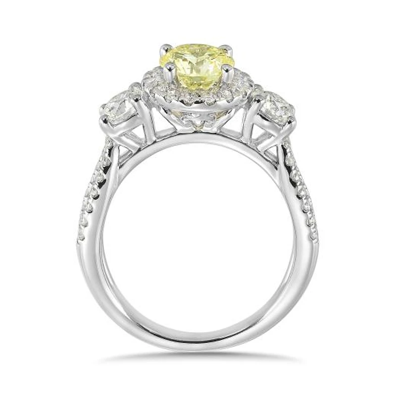 New Brilliance Lab Grown 2.00CTW Yellow & White Diamond Ring in 14K White Gold