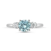 New Brilliance Lab Grown 1.63CTW Blue & White Diamond Ring in 14K White Gold