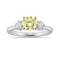 New Brilliance Lab Grown 1.63CTW Yellow & White Diamond Ring in 14K White Gold