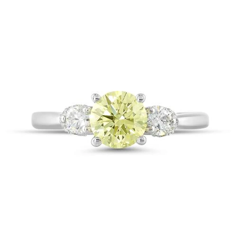 New Brilliance Lab Grown 1.63CTW Yellow & White Diamond Ring in 14K White Gold