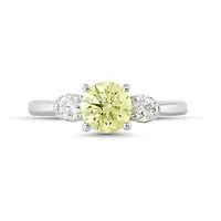 New Brilliance Lab Grown 1.63CTW Yellow & White Diamond Ring in 14K White Gold