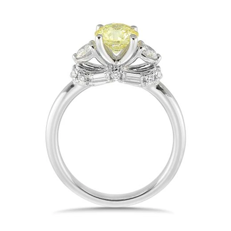 New Brilliance Lab Grown 1.63CTW Yellow & White Diamond Ring in 14K White Gold