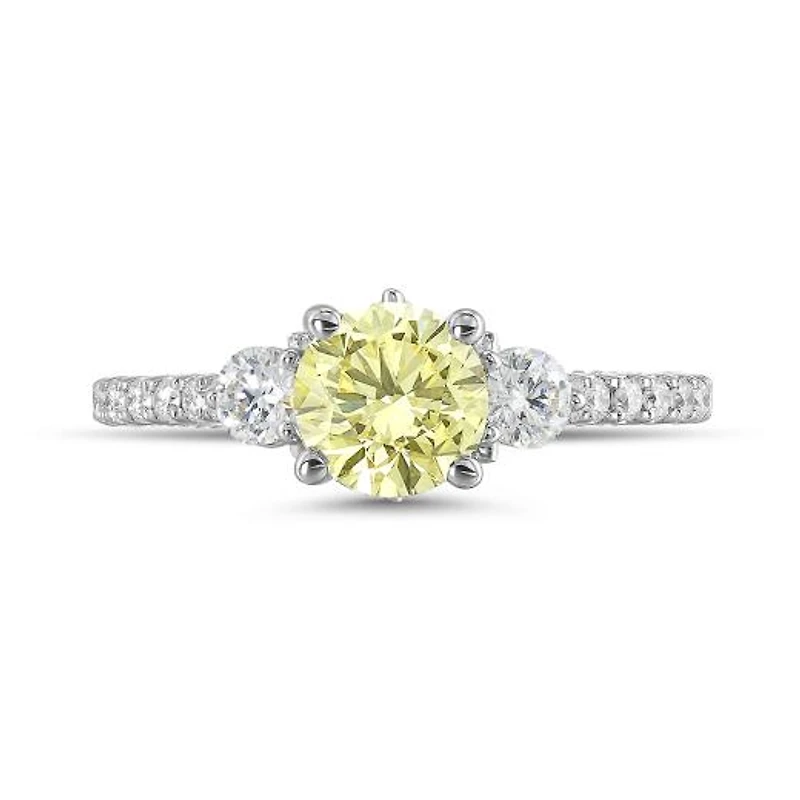New Brilliance Lab Grown 1.88CTW Yellow & White Diamond Ring in 14K White Gold