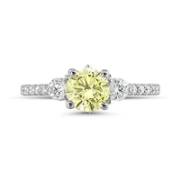New Brilliance Lab Grown 1.88CTW Yellow & White Diamond Ring in 14K White Gold