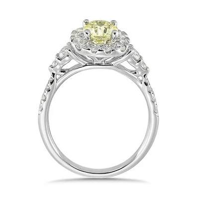 New Brilliance Lab Grown 1.46CTW Yellow & White Diamond Ring in 14K White Gold