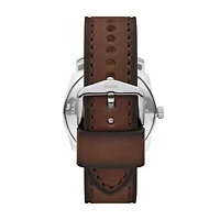 Fossil Men's Machine Three-Hand Date Brown Leather Watch