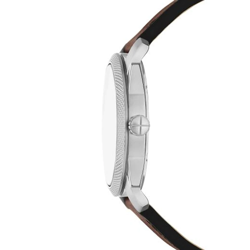 Fossil Men's Machine Three-Hand Date Brown Leather Watch