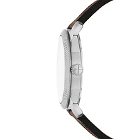 Fossil Men's Machine Three-Hand Date Brown Leather Watch