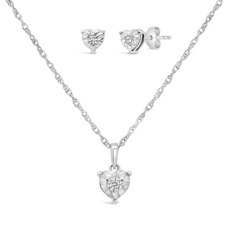 New Brilliance Lab Grown 0.10CTW Diamond Earrings & Pendant in Sterling Silver