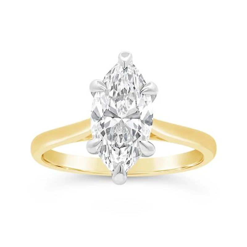 New Brilliance Lab Grown 2.00CT Marquise Diamond Ring in 14K Yellow Gold