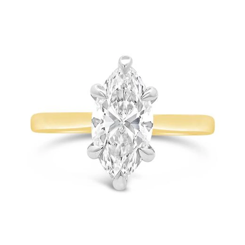 New Brilliance Lab Grown 2.00CT Marquise Diamond Ring in 14K Yellow Gold
