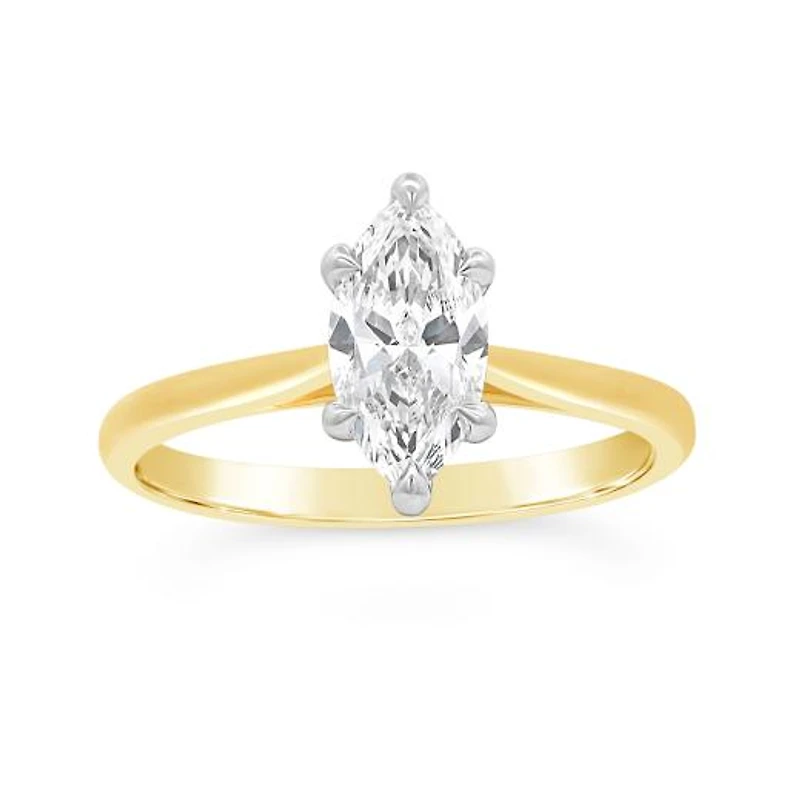 New Brilliance Lab Grown 1.00CT Marquise Diamond Ring in 14K Yellow Gold