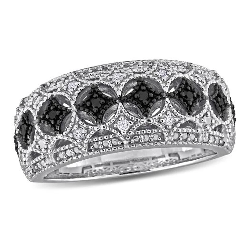 Julianna B 0.10CTW Black & White Diamond Fashion Band Sterling Silver