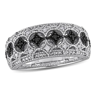 Julianna B 0.10CTW Black & White Diamond Fashion Band Sterling Silver