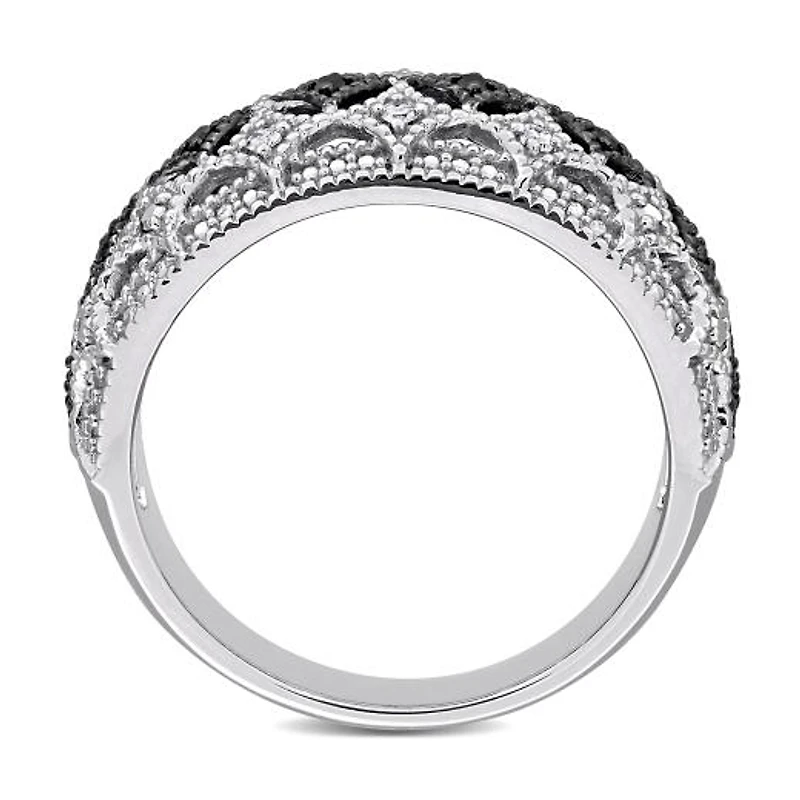 Julianna B 0.10CTW Black & White Diamond Fashion Band Sterling Silver