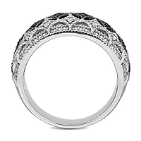 Julianna B 0.10CTW Black & White Diamond Fashion Band Sterling Silver
