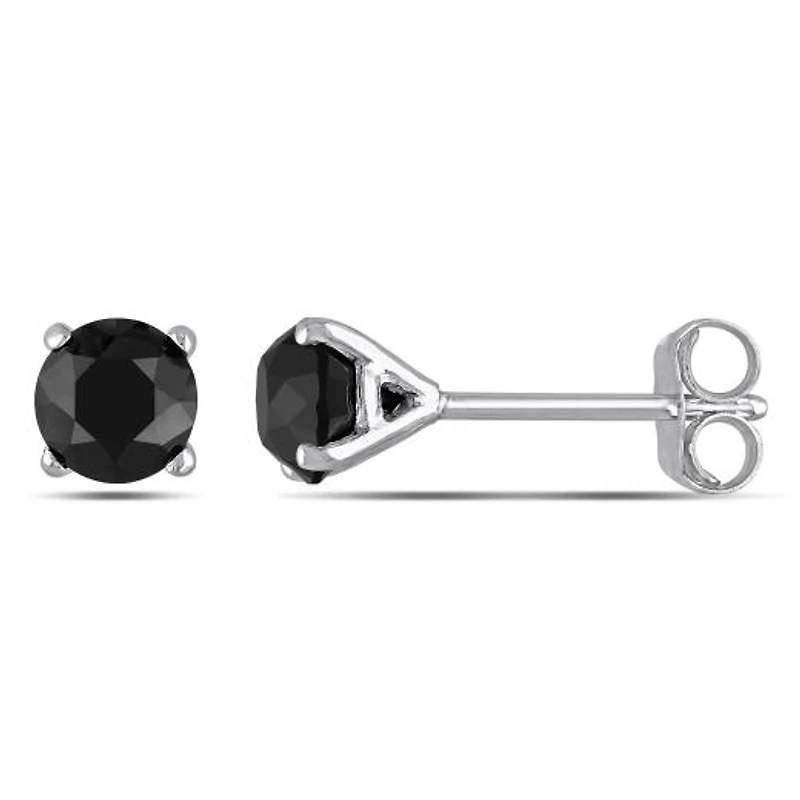 Julianna B 1.00CTW Black Diamond Stud Earrings in 10K White Gold