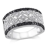JULIANNA B 0.15CTW Black & White Diamond Fashion Ring Sterling Silver