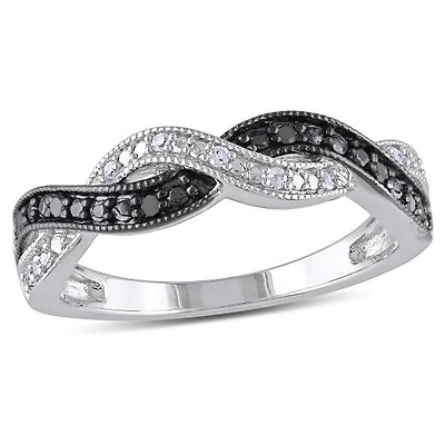 JULIANNA B 0.10CTW Black & White Diamond Fashion Ring Sterling Silver