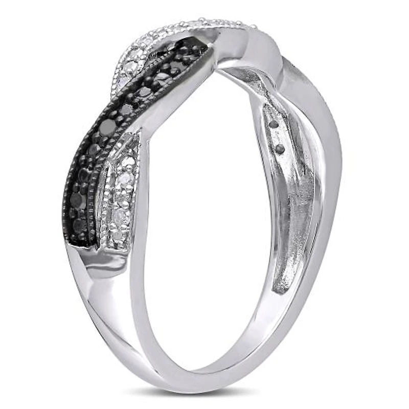 JULIANNA B 0.10CTW Black & White Diamond Fashion Ring Sterling Silver