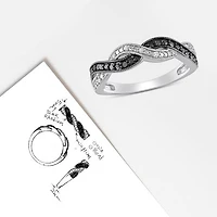 JULIANNA B 0.10CTW Black & White Diamond Fashion Ring Sterling Silver
