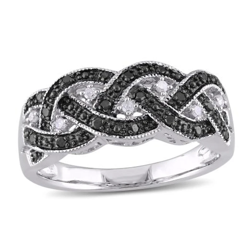 JULIANNA B 0.16CTW Black & White Diamond Fashion Ring Sterling Silver