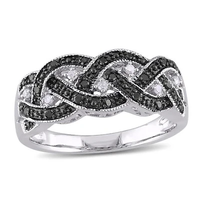 JULIANNA B 0.16CTW Black & White Diamond Fashion Ring Sterling Silver