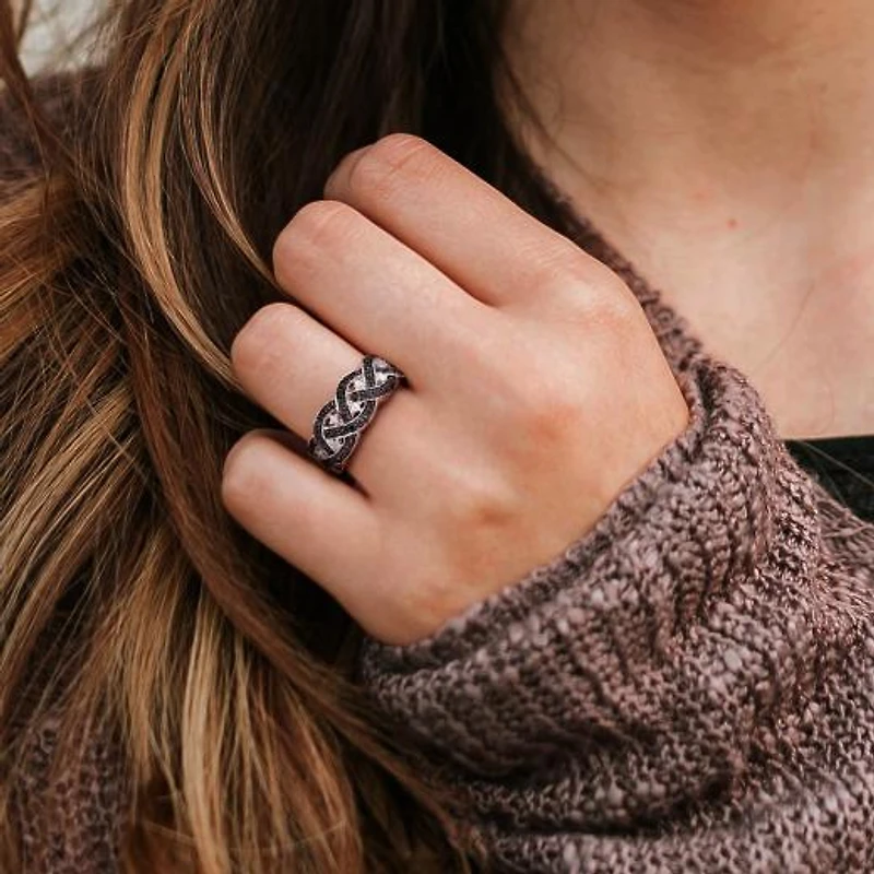 JULIANNA B 0.16CTW Black & White Diamond Fashion Ring Sterling Silver