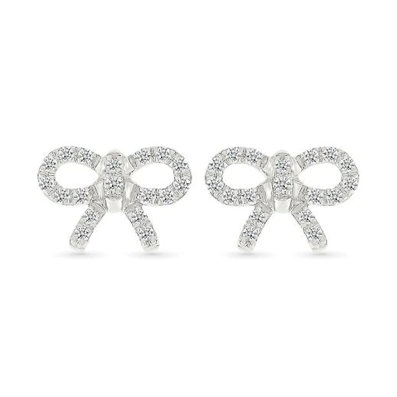 0.23CTW Diamond Bow Stud Earrings in 10K White Gold