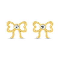 Diamond Bow Stud Earrings in 10K Yellow Gold