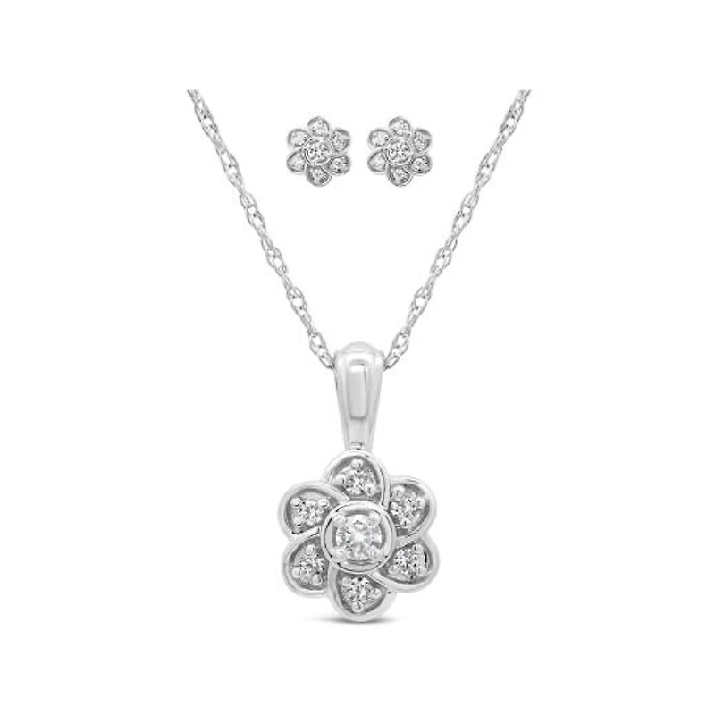 New Brilliance Lab Grown 0.25CTW Diamond Pendant and Earrings in Sterling Silver