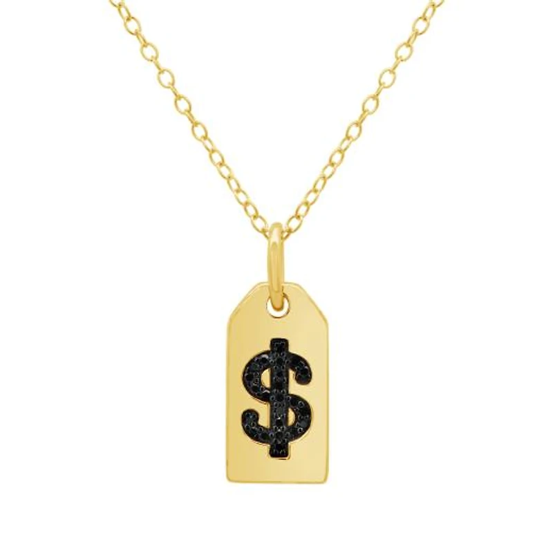Black Diamond Dollar Sign Vermeil Pendant