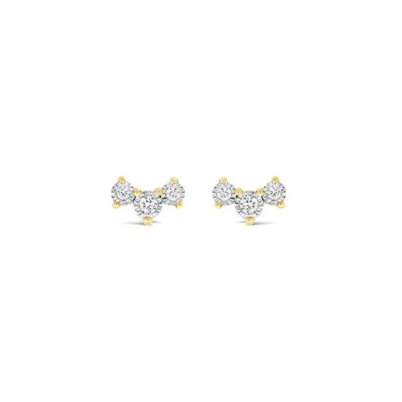 Glacier Fire Canadian 0.12CTW Three Stone Diamond Earrings in 10K Yellow Gold