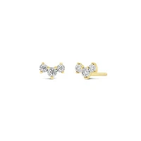 Glacier Fire Canadian 0.12CTW Three Stone Diamond Earrings in 10K Yellow Gold