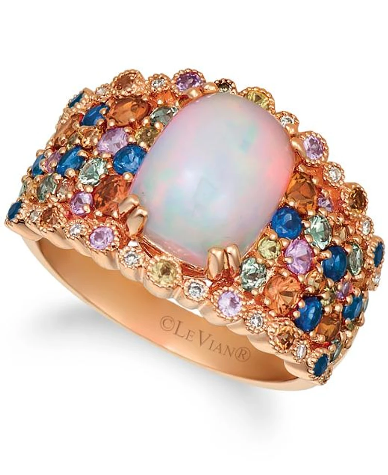 Le Vian 14K Rose Gold Neopolitan Opal Diamonds Ring