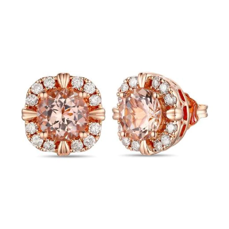 Le Vian 14K Rose Gold Peach Morganite Diamonds Earrings