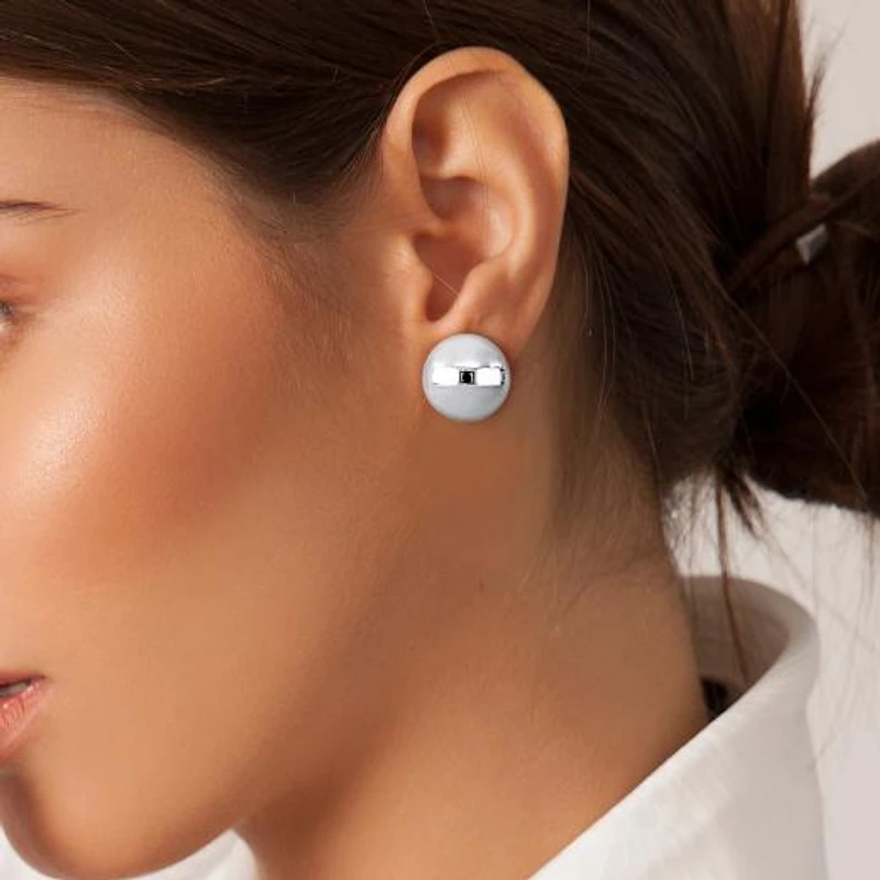 Julianna B 14K White Gold 20mm Puff Earrings