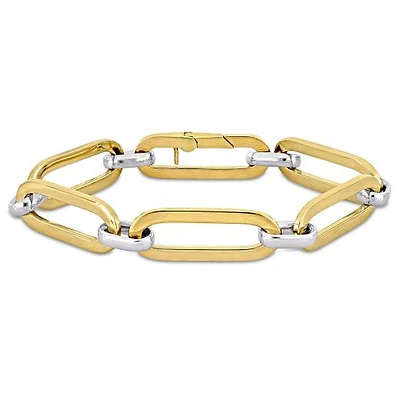 Julianna B 18K Yellow and White Gold Oval 7.5" Link Bracelet