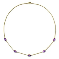 Julianna B 14K Yellow Gold Amethyst & Diamond 17" Station Necklace