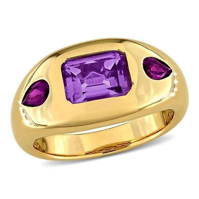 Julianna B 14K Yellow Gold Amethyst & Rhodolite Ring