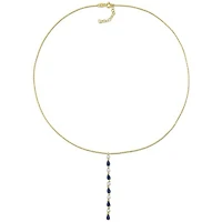 Julianna B 14K Yellow Gold Blue Sapphire & Diamond 16.5" + 1" Lariat Necklace