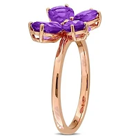 Julianna B Rose Plated Sterling Silver Amethyst Butterfly Ring