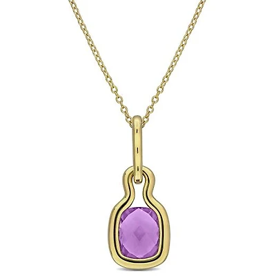 Julianna B Yellow Plated Sterling Silver Amethyst 17" Pendant with Chain