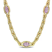 Julianna B Yellow Plated Sterling Silver Amethyst 17" Station Link Necklace